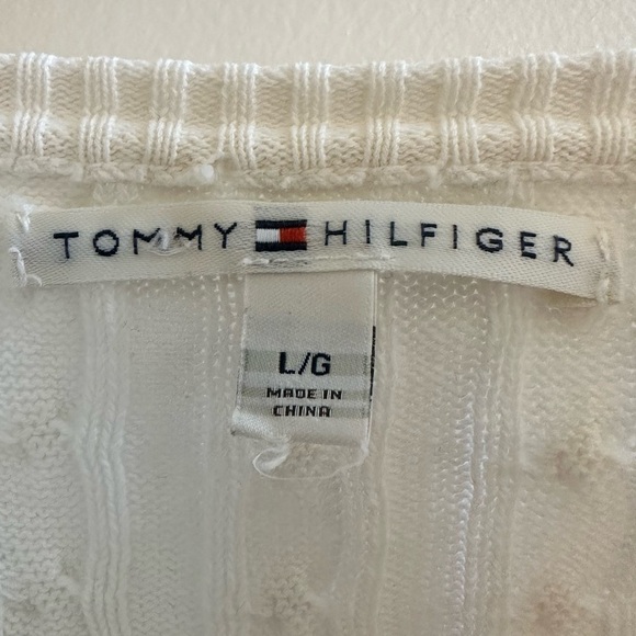 Tommy Hilfiger Women Round Neck Cable Knit Pullover White Sweater Sz L - Picture 6 of 7